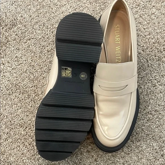 EUC! Stuart Weitzman Beige Leather Chunky Loafers, Size 10 - Worn Once! - Picture 4 of 7